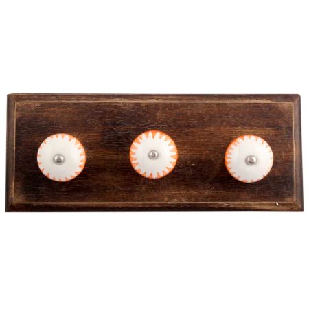 Amber Chakra Ceramic Wooden Hooks